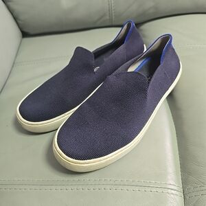 Rothys Womens Size 8 The Original Slip On Sneaker Navy Knit Shoes Washable Comfy